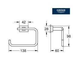 MEDIDAS PORTARROLLOS SIN TAPA ESSENTIALS CUBE GROHE